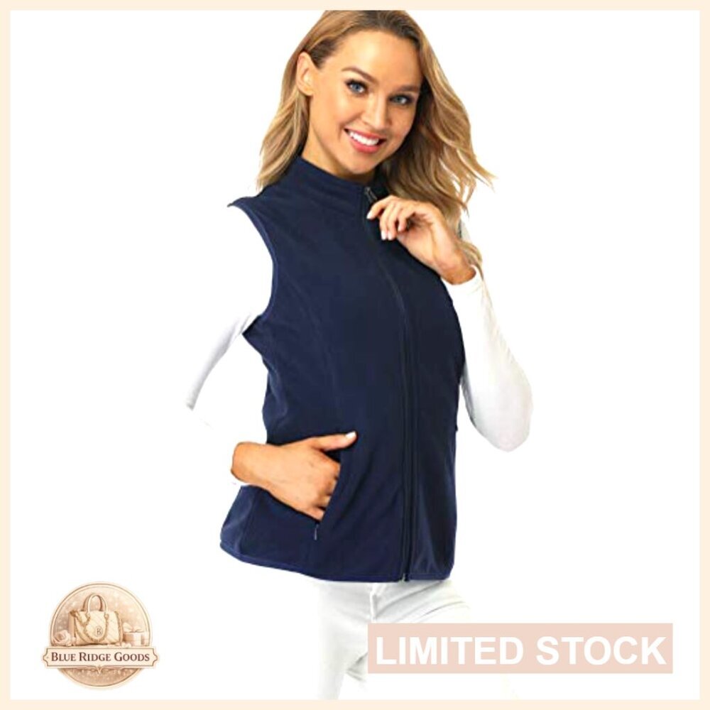 Classic Fit Fleece Vest Polar Soft Sleeveless Zip Up Pockets Layer Friendly - Picture 2 of 7